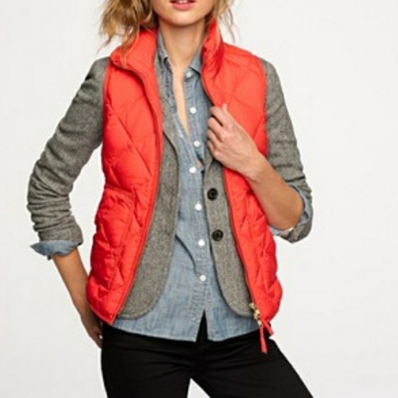 J. Crew Excursion Puffer Down Vest Red SzM - Picture 1 of 8